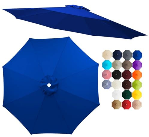 Générique Auvent de Remplacement pour Parasol de terrasse, 2m/2.3m/2.5m/2.7m/3.0m/3.5m pour 8 Baleines, Toile de Parasol déporté Remplacement Protection UV à 95%(Blue,350cm)