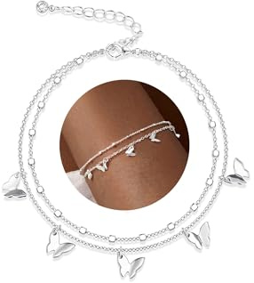 FIOROYAL Armband 925 Silber Damen Verstellbare Schmetterling/Herz/CZ Charm Anhänger Armband Zierlich Stapelbar Armbänder Silver Hypoallergen Freundschaftsarmband Geschenke Schmuck für Damen Mädchen