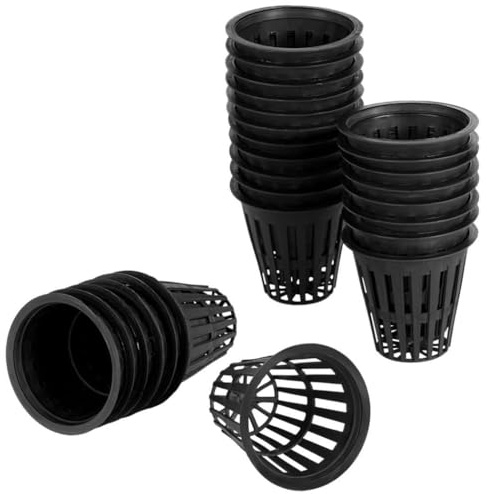 50 tazze in plastica da 5 cm per coltura idroponica, vasi a rete scanalati, cesti per piantare a labbro largo per giardini interni ed esterni