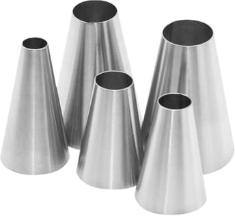 JIHUOO Lot de 5 grandes douilles rondes en acier inoxydable pour glaçage de gâteaux, pâtisseries, fondants, cupcakes