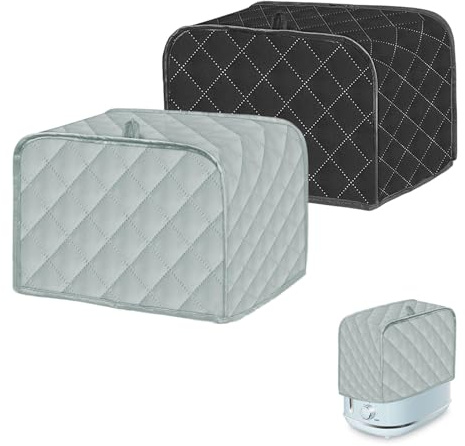 2 Colors Bread Machine Cover, Polyester Fabric Quilted Two Slice Toaster Cover For Kitchen Small Appliance Dust and Fingerprint Protection
