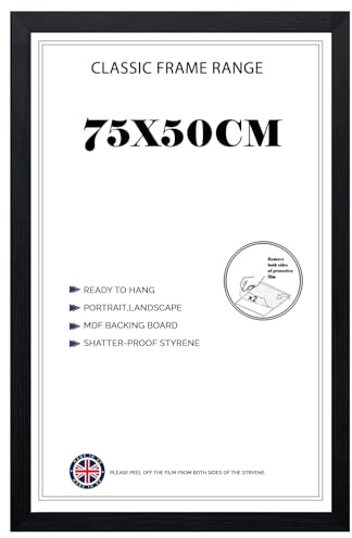 Modern Finish Poster Frame (50 x 75 CM) Jigsaw,Wall Art Print | 500 x 750 mm Decor for Home & Office | Vertical/Horizontal Mdf Wood Hd Front 29X19 Inch [ Black ]