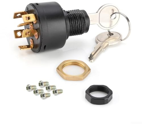 Interruttore di accensione motore per barche marine, con 2 chiavi, compatibile con blocco di accensione con ABS, ottone cromato e parti in acciaio inossidabile