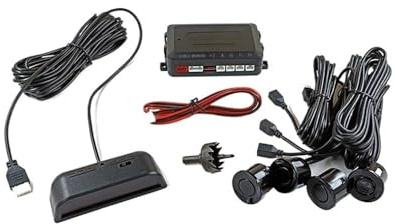 Assist Sensori Parcheggio Applicazione Sensore di parcheggio Kit sensore di parcheggio LED per auto 4 sensori di indicatori di avviso sonoro radar di retromarcia da 22 mm Nero