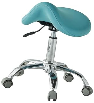 Ergonomisk sadelpall med hjul, justerbar höjd 49–64 cm, 200 kg bärkraft, rullstol för hem kontor butik salong