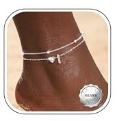 KRFY Pulseras de Tobillo Mujeres Impermeables Plata CZ I Tobillo Inicial para Mujeres Tobillo de Cadena de pies Ajustable Joyería de Playa de Verano