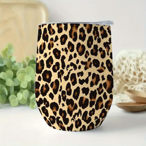 Horienteeon Leopard Print Tumbler 12oz Insulated Stainless Steel Travel Coffee Mug Cup Water Tumbler for Girls Women, Gift for Holiday Birthday Hot & Cold Drinks