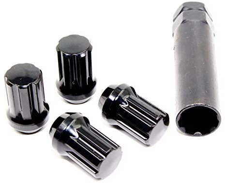 Veritek Radmuttern mit Schlüssel, 14 x 1,5 mm, glänzend, Schwarz, 20 Stück