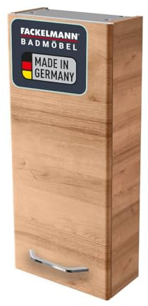 FACKELMANN Hängeschrank Milano/Badschrank mit Soft-Close/Maße (B x H x T): ca. 30 x 68 x 15 cm/Schrank fürs Bad mit 1 Tür/Türanschlag frei wählbar/Korpus: Braun hell/Front: Braun hell