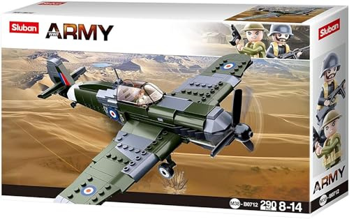 WWII - Brit. Jagdflugzeug (297 Teile) [B0712], Spielset, Klemmbausteine, Soldaten, mit Spielfigur, Army WWII, Sluban SL95582