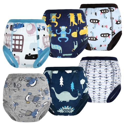 FLYISH Direct Culotte Apprentissage Propreté Garcon, Culotte d'apprentissage Imperméable, 100% Coton, Lot de 8, 2-6 Ans