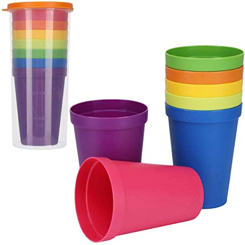 Bicchieri in plastica riutilizzabili da 7 pezzi, Bicchiere da acqua impilabile per bevande, eventi, matrimoni - Colore arcobaleno, 7,05 once