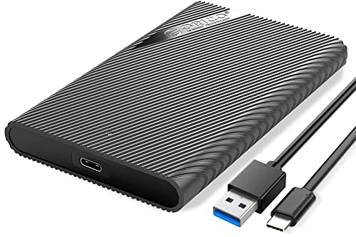 ORICO 2,5'' Externes Festplattengehäuse USB C Gehäuse für SATA SSD/HDD in Höhe 9.5mm/7mm UASP unterstützt mit USB 3.1 Kabel, Werkzeugfreie(2521C3)