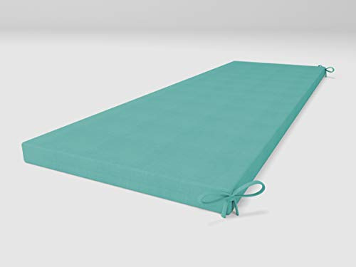 ALOHA Bankauflage Bankkissen für Gartenbank, Gartenschaukel, Gartenmöbel, Terrasse, Rasen, Sitzbank-Kissen Bankpolster Auflage (Turquoise Blue / 160x40x4cm / 1 Stück)
