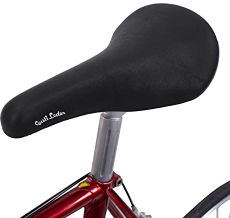 Gusti Sattel Echtes Leder - Sean Y. Leder Fahrradsattel Ledersattel Retro Design weich Sattel Cityrad Rennrad Trekkingrad MTB Schwarz