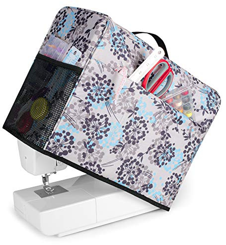 CURMIO Sewing Machine Cover with Pockets, Dust Cover Compatible with Most Standard Singer and Brother Sewing Machine, Dandelion