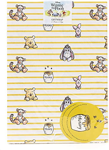UK Greetings | Disney Winnie The Pooh Gift Wrap Pack | Gift Wrapping Set | Birthdays/Weddings/Christmas | Pack of 2 | 180 x 250 x 5 mm