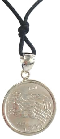 Silber Anhänger 925 Mit 500 Lire Silber Serie Quadriga - Centenario - Anhänger Mit Halsnah