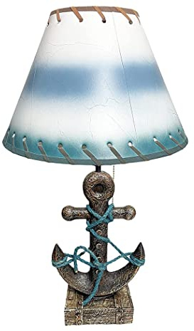 Urbalabs Beach Nautical Anchor Ship Wheel Ocean Decor End Table Standing Table Lamp Nightstands Living Room End Tables Lamps for Bedrooms Office (Anchor)
