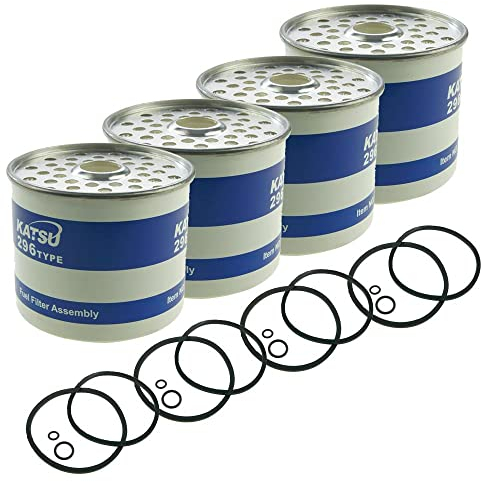 KATSU Filtro Carburante Elemento Filtrante 4 Pezzi Compatibile con CAV296 Motore Diesel Filtro Carburante Separatore Acqua Sostituzione Camion Trattori Generatore Elettrico Marino