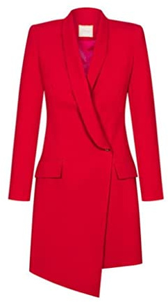 Swing Fashion Blanca | Rot Swing Mode Femmes Élégante d'affaires Fourreau fête Cocktail | Mini soirée | Robe à Manches Longues | Col en V | Court | Rouge | 40