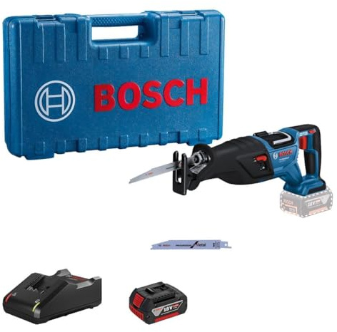 Bosch Professional GSA 185-LI sladdlös sabelsåg (18 volt, 1 x 5,0 Ah batteri, laddare, skärdjup i trä: 230 mm, 2 900 lyft/min, i kartonglåda)