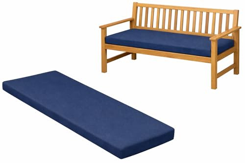 Brillars 100% Waterproof Garden Bench Cushion for 2/3/4 Seater – Outdoor Long Seat Pad with Removable Cover for Patio, Lawn, Garden, Office & Coffee Shop (2 Seater-108x45x6cm, Navy)