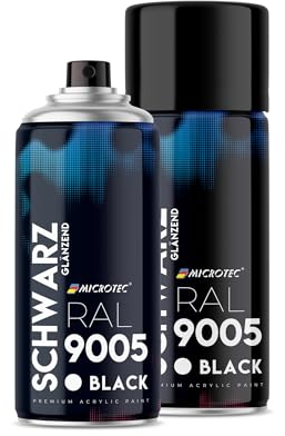 MICROTEC® Sprühlack | 400ml | hochwertiges Acryllackspray | matt oder glänzend | Sprühfarben für Metall, Holz, Kunststoff u.v.m. | große Farbauswahl (Schwarz glänzend - RAL 9005)