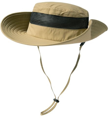 TOP-EX Sonnenhut für Damen und Herren UPF 50 - Breitkrempe, wasserdicht, atmungsaktiv und verstellbar für Sommer, Angeln, Wandern, Safari - Leichter und klein verpackbarer Outdoor-Hut Khaki XL/XXL