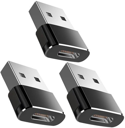 3X USB 3.1 Typ-C Buchse Stecker Adapter passend für Samsung Galaxy S26 S25 S24 Ultra 5G A17 A07 A37 A57 A56 A36 A26 A16 A06 A55 A35 A15 A54 A34 USBC USBA Converter Type C Netzteil Ladegerät Schwarz