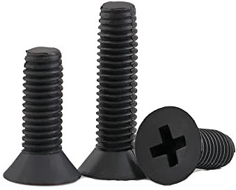 Sicherheitsschrauben，Schrauben， 50 Stück M5/50 Stück M6/100 Stück M2,5/100 Stück M3/100 Stück M4 schwarze Nylon-Senkkopfschrauben, Kunststoff-Phillips-Flachkopfschrauben (Farbe: 10 mm, Größe: M2,5-100