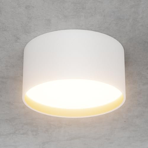 Klighten 18W LED Faretti da Soffitto Rotonda, Bianco Faretto da superficie, Plafoniera da Soffitto Moderna Bianco caldo 3000K, Lampada da soffitto Alluminio, IP44, 1029LM, 60X120mm