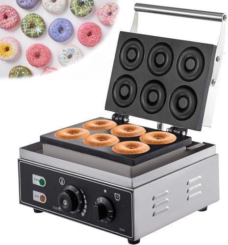 ANGDI Commercial Donut Maker Machine, 6 Hole Electric Sweet Donut Maker, 1550W Electric Doughnut Machine, 50-300℃ Double-sided Heating, Bakery, Dessert Shop, Restaurant Snack Equipment
