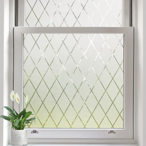 bofeifs Privacy Window Film Day & Night, Static Cling Frosted Glass Window Film, 99% UV Blocking, No Glue Removable Window Covering for Bathroom Bedroom Kitchen Office (17.5 x 78.7 in)