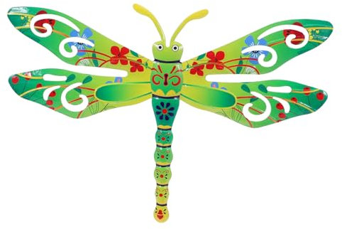 HANABASS Iron Dragonfly Wall Art Decoration for Outdoor Garden and Indoor Living Room Green Metal Dragonfly Wall Hanging Ornament for Backyard Fence and Patio