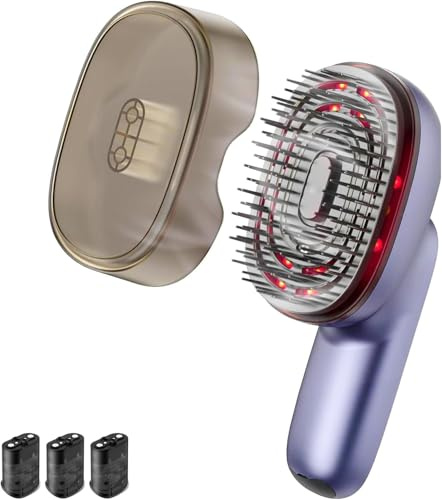 4 in 1 Kopfmassagebürste, Kopfhaut Massagebürste Elektrisch, Massagekamm mit Rotlicht für Kopfhaut Entspannung, Ölspender für Haare, 3 Modi, Haarausfall-Massagebürste für Damen und Herren