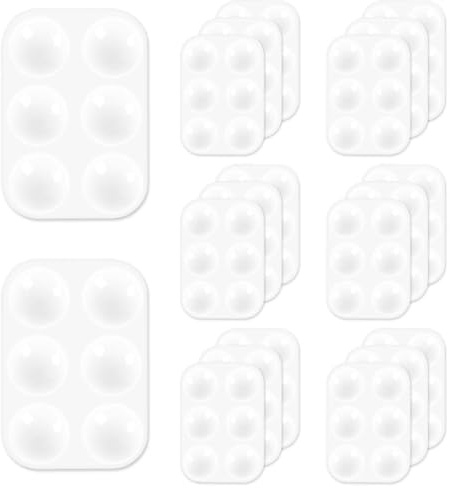 20 Pcs Wet Palette, Rectangular Paint Palette with 6 Wells White Plastic Mixing Colour Painting Palettes for Adults Artist DIY Art Painting