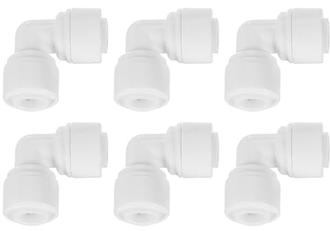 QUARKZMAN 6 Stück Wasserfilter fitting, 1/4 OD x 1/4 OD Wasserrohr Verschraubungen, Schnellkupplung für Kühlschrankschlauch, Umkehrosmose Wasserfilter, Weiß (6-6mm)