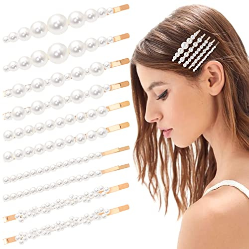Auiremrti 5 Piezas Horquillas de Perlas Doradas Vintage para Novia y Boda, Accesorios para el Cabello