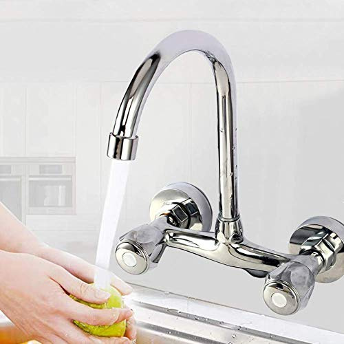 Faucet Faucet Double Handle Wall-Mounted washbasin taps Shower taps with hot and Cold Water Double-Hole Bathroom Sink Basin Water Mixer Faucet