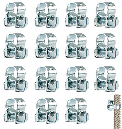 15 PCS Fuel Pipe Clips, Fuel Line Clips, Fuel Hose Clamps, Fuel Hose Clips for Securing Small Diameter Hoses Silver Iron Galvanized Non-Stainless Steel Material