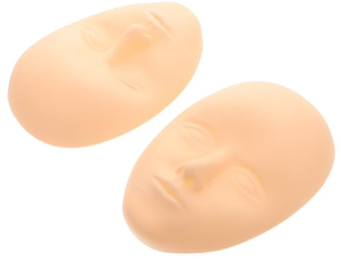 NIYANGLE Silikon Übungshaut Gesicht 2 Stück Elastisch Weich mit Abnehmbarer Basis für Augenbrauen Tattoo Training Anfänger und Profis Zufällige Farbe