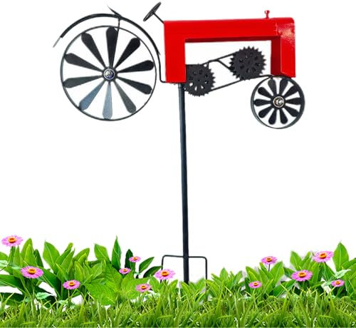 Farm Tractor Windmill, Tractor Wind Spinner Yard Ground Stake Statue, Outdoor Stake Windmill Decoration, With Wind Powered Wheels, Lawn Floor Stakes Art Ornament for Outdoor Garden Yard