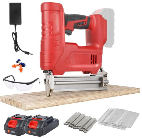 Agrafeuse électrique 18GA 2 en 1, Cloueuse Electrique Sans Fil avec 2000 clous, 2000 agrafes, 21 V 2 x 2,0 A batteries pour menuiserie en bois
