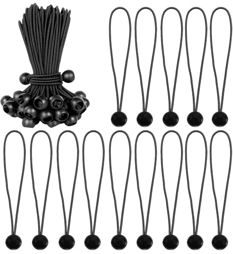 PARFCO Spanngummis mit Kugel 50 Stück, Planenspanner 20 cm Schwarz | Mit Kugelverschluss für Planen, Sonnensegel und Zelte, geeignet zur schnellen Befestigung im Garten, Camping und Alltag