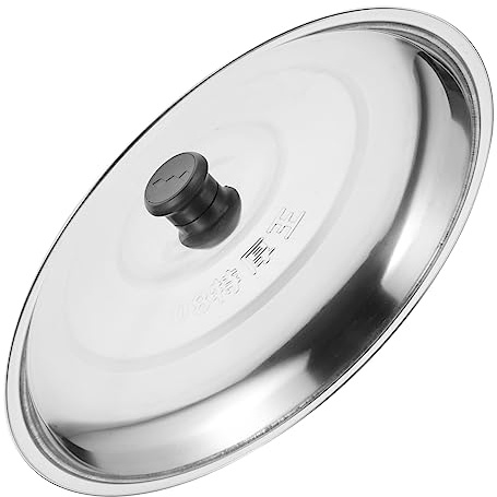 GLEAVI Pfannendeckel Multifunktionaler Küchendeckel Runder Topfdeckel 34cm aus Edelstahl mit Kunststoffgriff für Schnelles Kochen und Dampferhaltung