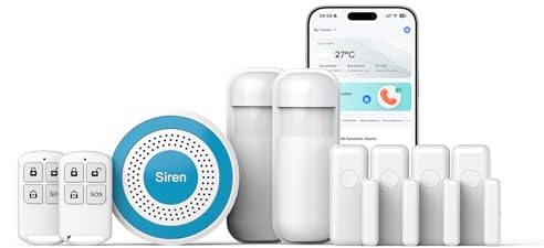 Hapippofa Kit Sicurezza Senza Fili 9 Pezzi - Allarme Casa Intelligente, Avvisi su App Mobile, 4 Sensori Porta/Finestra, 2 Rilevatori di Movimento, 2 Telecomandi per Casa/Garage/Camper