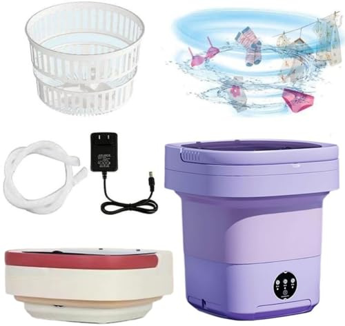 Lavatrice portatile da viaggio piccola da 8 l, mini lavatrice pieghevole con centrifuga per campeggio e viaggi, lavanderia a risparmio energetico per biancheria intima, vestiti e calze
