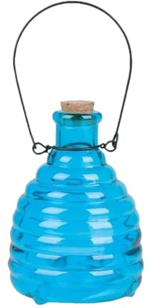Wespenfalle, Glasbehälter, hängbarer Auffangbehälter, 8,9 x 14,9 cm, wiederverwendbar, Fliegenbekämpfungsgerät für Outdoor, Garten, Haus, Bauernhof, Bäume, Terrasse, Innenhof, Fliegenbekämpfung Fangen