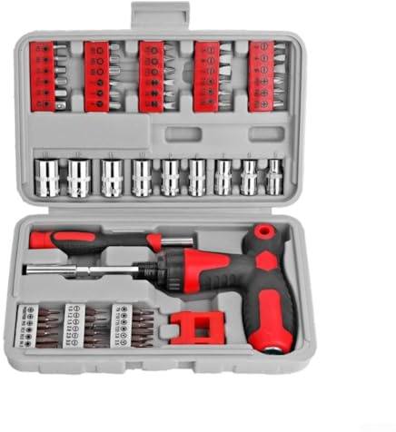Juego de 61 destornilladores telescópicos de trinquete y llaves de vaso con barra de extensión flexible para puntas Torx, hexagonal, estrella, cruz, U e Y, kit de herramientas manuales profesionales